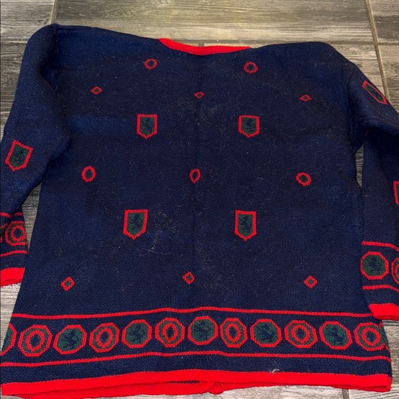 Pendleton Navy and Red Cardigan Sweater vintage 1970s wool 70s - Picture 7 of 7